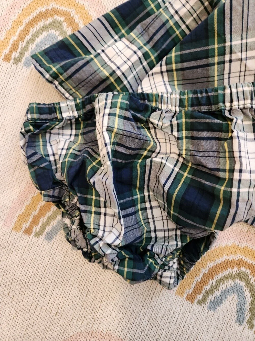 Holley & Sage 2t Handmade Plaid in Navy and Green Christmas Made In Usa